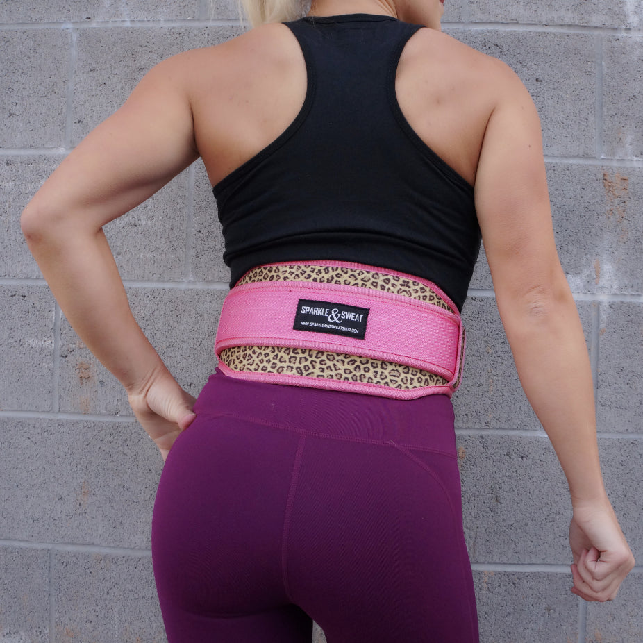 Pink Cheetah Weightlifting Belt